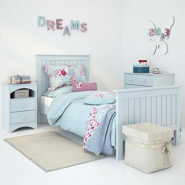 Bed Barney Blue 3D Model