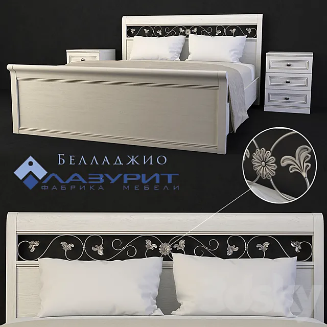 bed Bellagio (Lapis lazuli) 3D Model