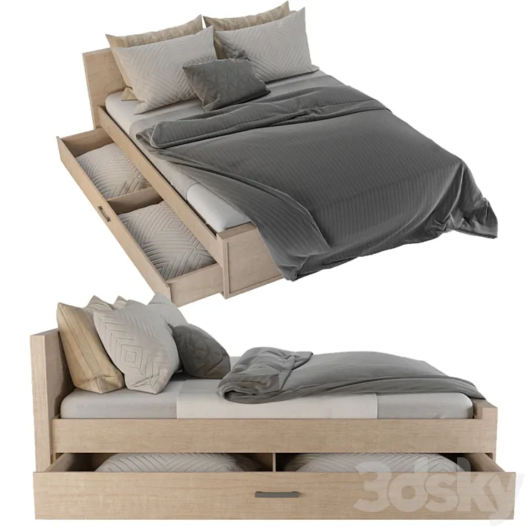 Bed Benedetti Wooden double bed 01 3D Model Free