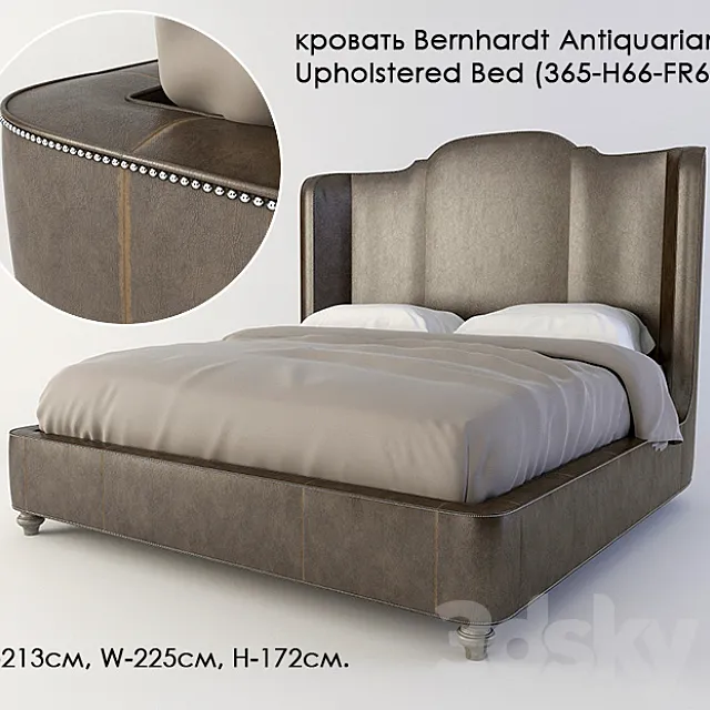 Bed Bernhardt Antiquarian Upholstered Bed (365-H66-FR66) 3DModel