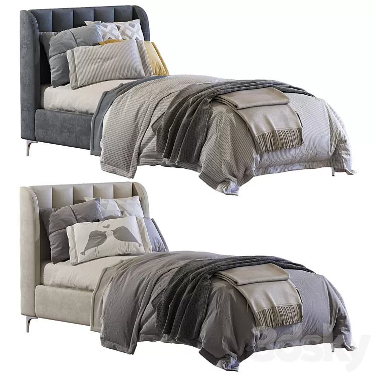 Bed Blush Lizbeth Velvet Single Bed 2 3D Model