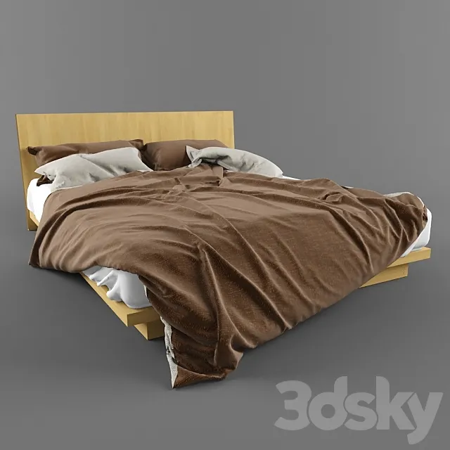 bed brown & white 3D Model
