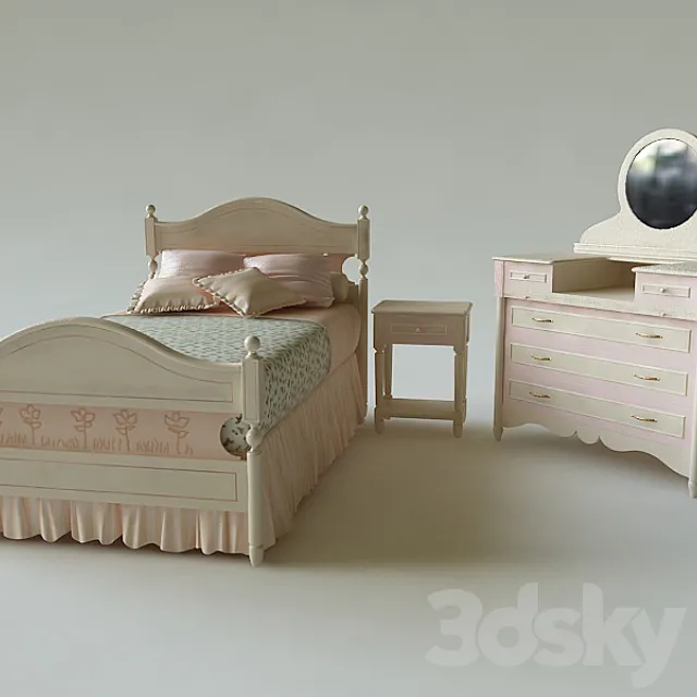 Bed. chest of drawers for child 3DModel