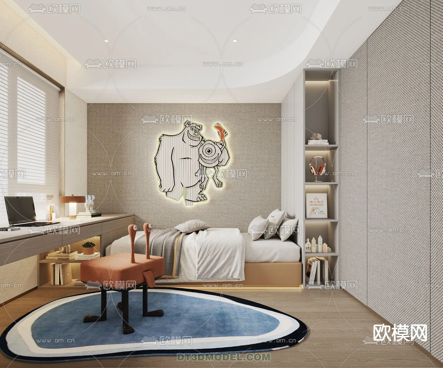 Bed Child - 3D Model For Interior Design - 423