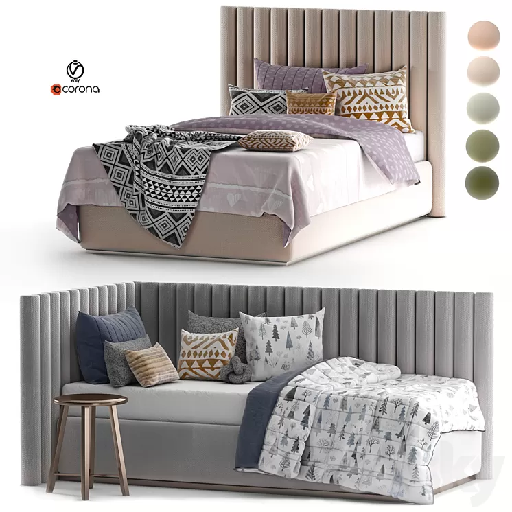Bed Day Sleep set 35 3D Model Free