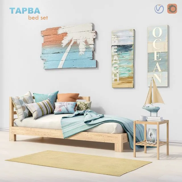 Bed daybed IKEA TARVA set 1 3D Model