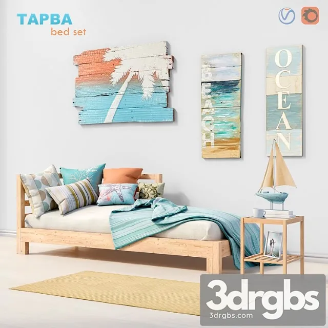 Bed Daybed Ikea Tarva Set 1 3D Model Free