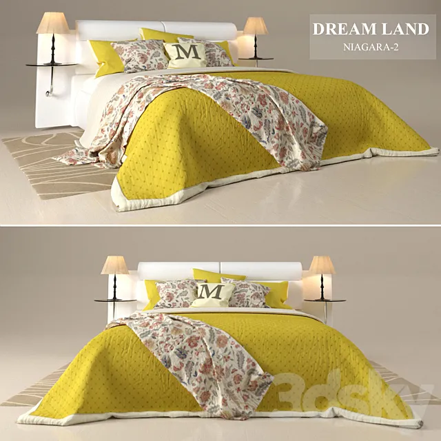 Bed "DreamLand_Niagara-2" with the author's bedding 3DModel