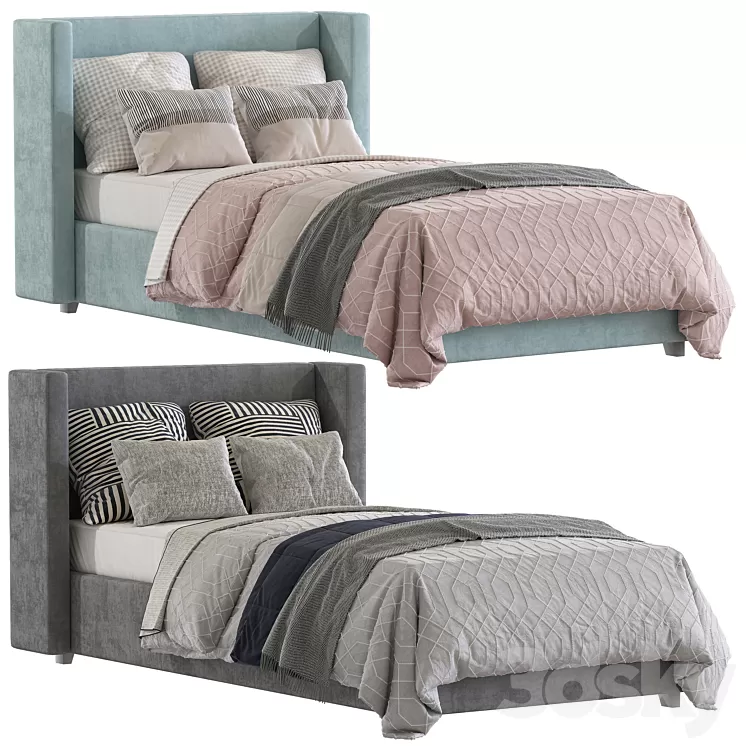 Bed Elliot Shelter Upholstered Headboard 2 3D Model Free