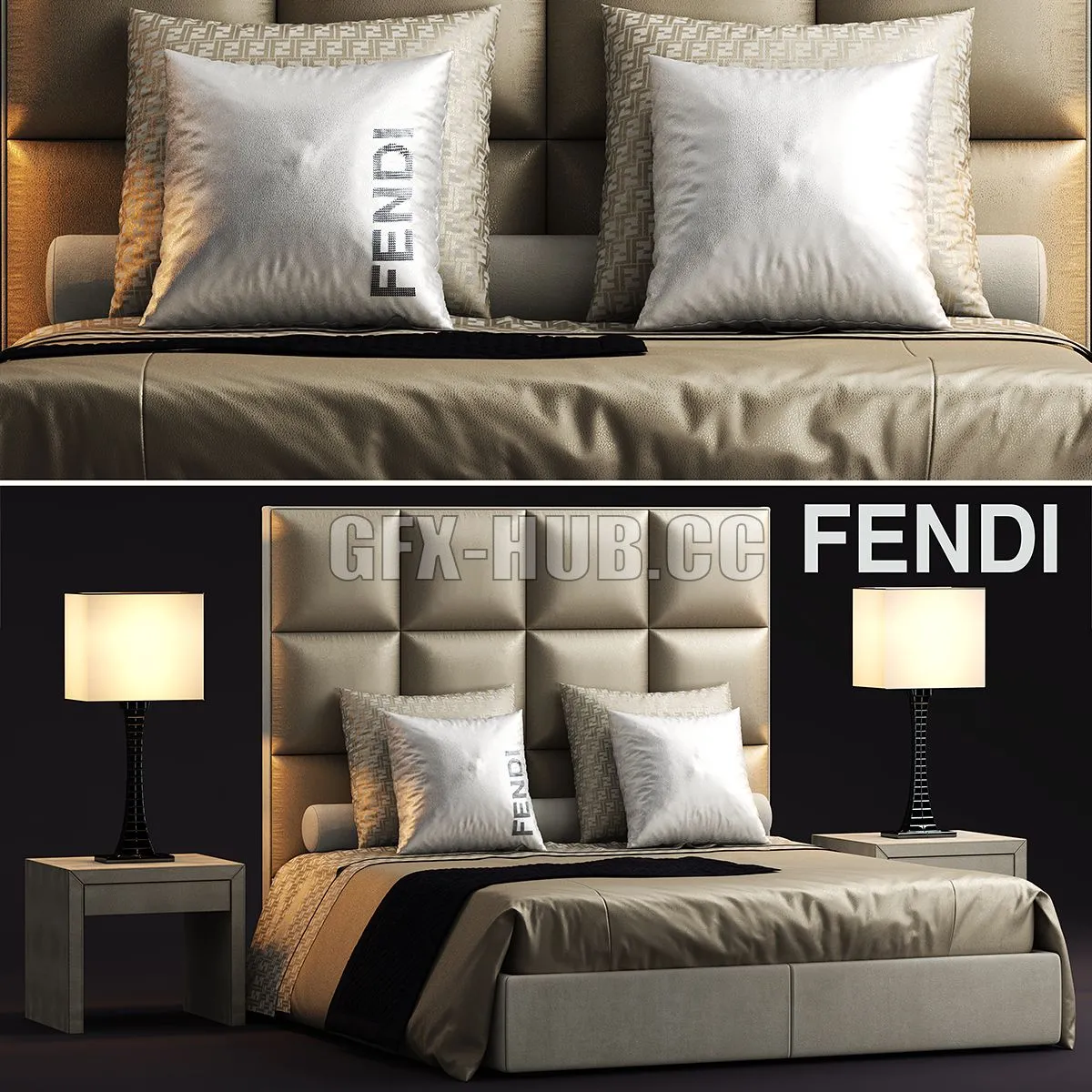 Bed fendi casa diamante 3D Model
