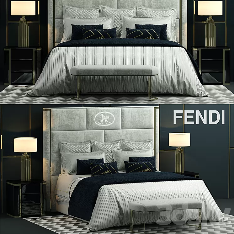Bed fendi montgomery bed 3D Model