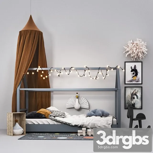 Bed Frame House 3D Model Free