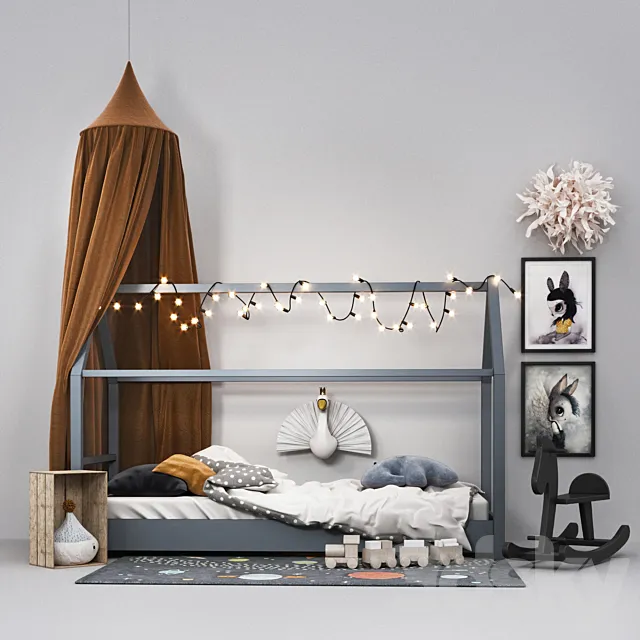 Bed frame house 3DModel