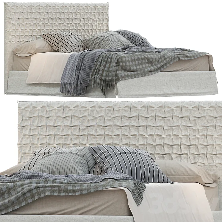 Bed from the factory Bolzan collection Clay headboard in the style of Sheen 3D Model Free