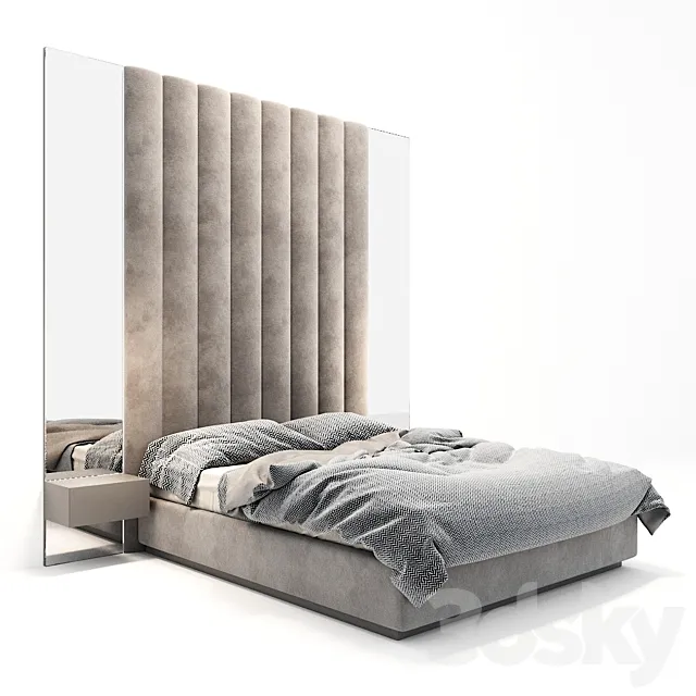 Bed gray 3D Model