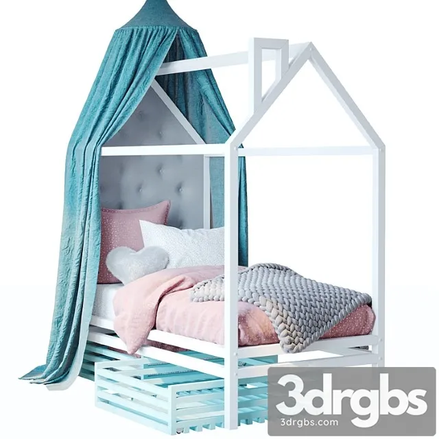 Bed House Set 02 3D Model Free
