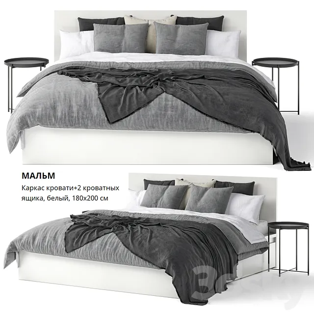 Bed IKEA MALM 3D Model