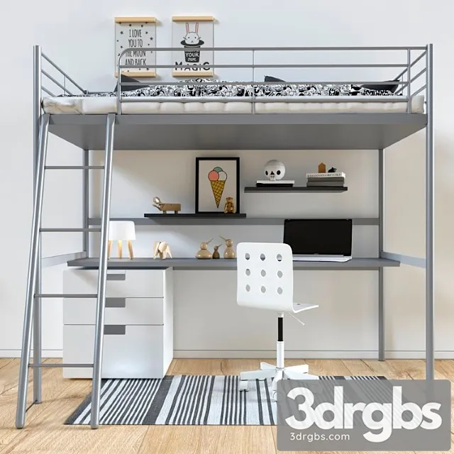Bed Ikea Sverta Loft 3D Model Free