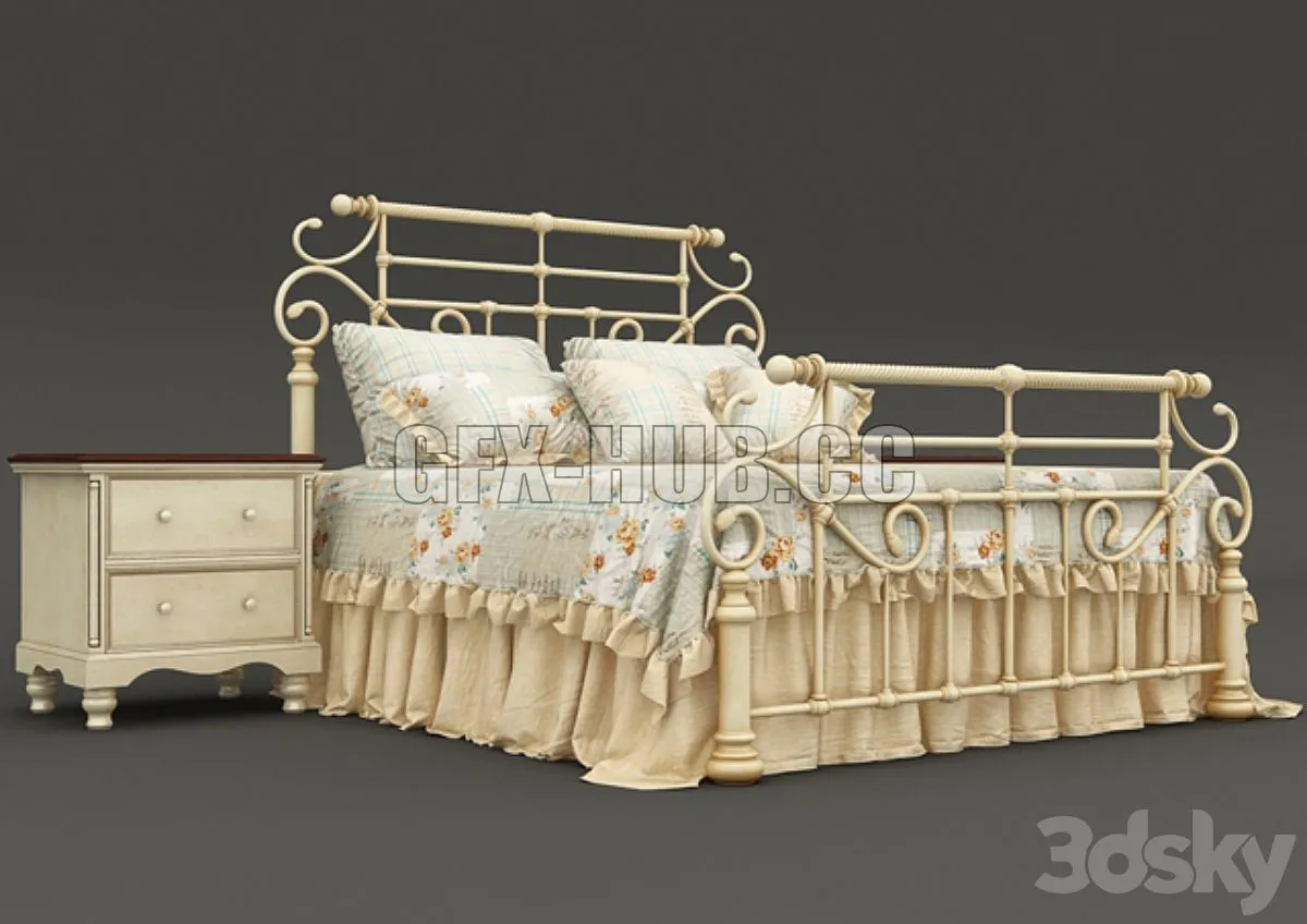 Bed in the style of Provence 3D Model