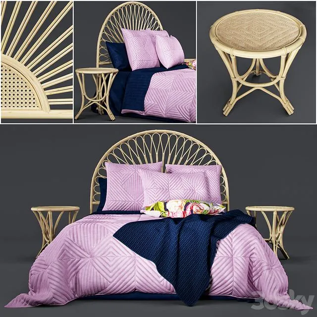 Bed Linen Newport Quilted Velvet 3D Model