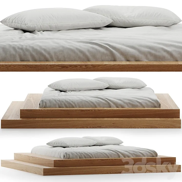 Bed linen with pillows 3D Model Free