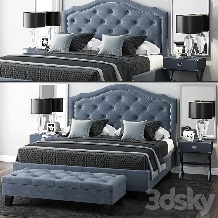 Bed LuXeo Brentwood Queen Tufted 3D Model