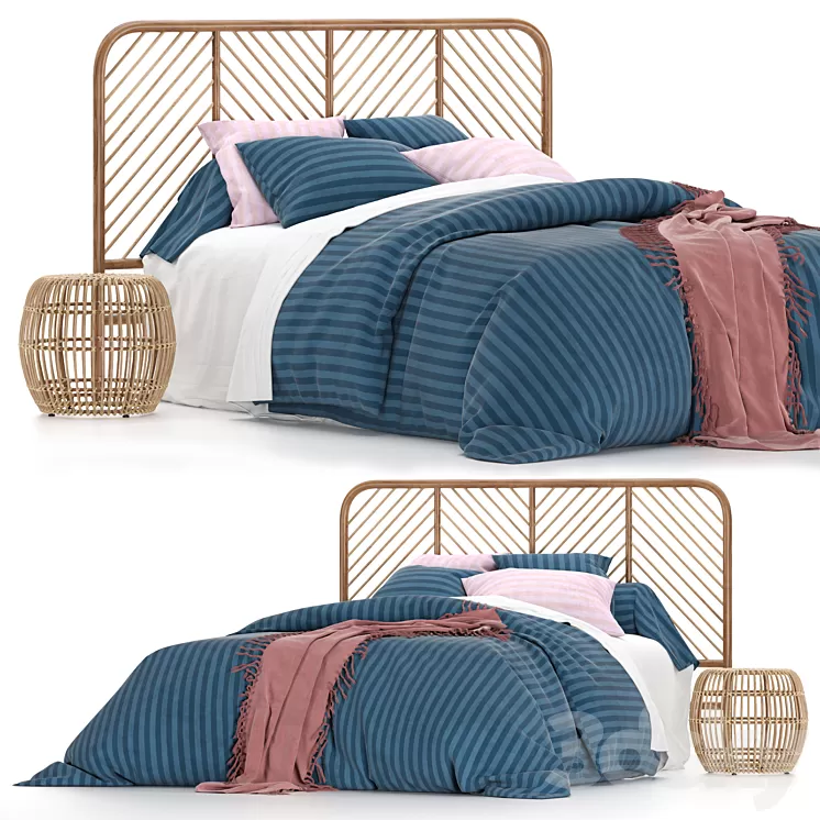 Bed made of LaRedoute bed linen 3D Model Free