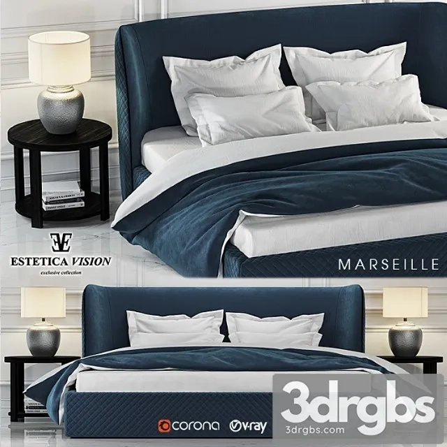 Bed marseille 2 3D Model Free