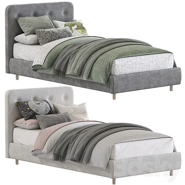Bed Miller Tufted Upholstered Bed 2 3DModel