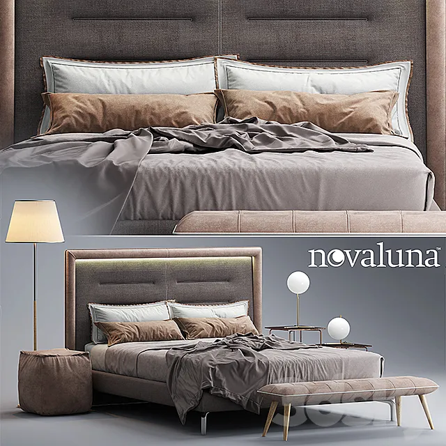 Bed Novaluna QUEEN Fabric bed 3DModel