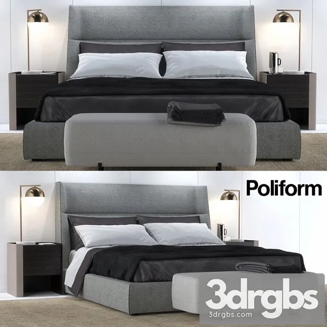 Bed poliform chloe letto 2 3D Model Free