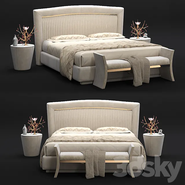 Bed Portofino Plissè and couch RICHARD 3D Model