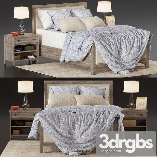 Bed Potterybarn Toulouse Wood 3D Model Free