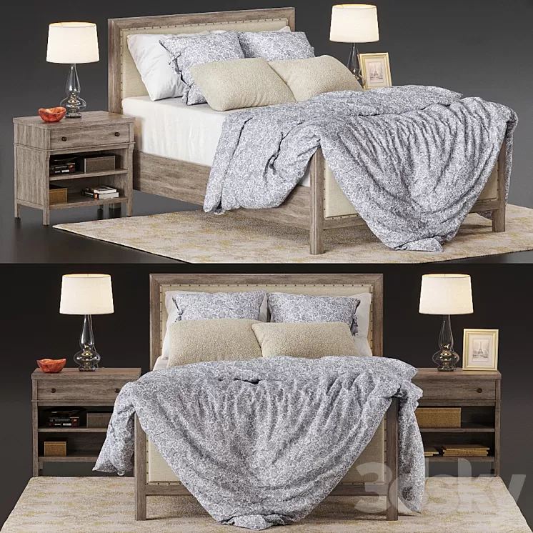 Bed Potterybarn Toulouse wood 3D Model