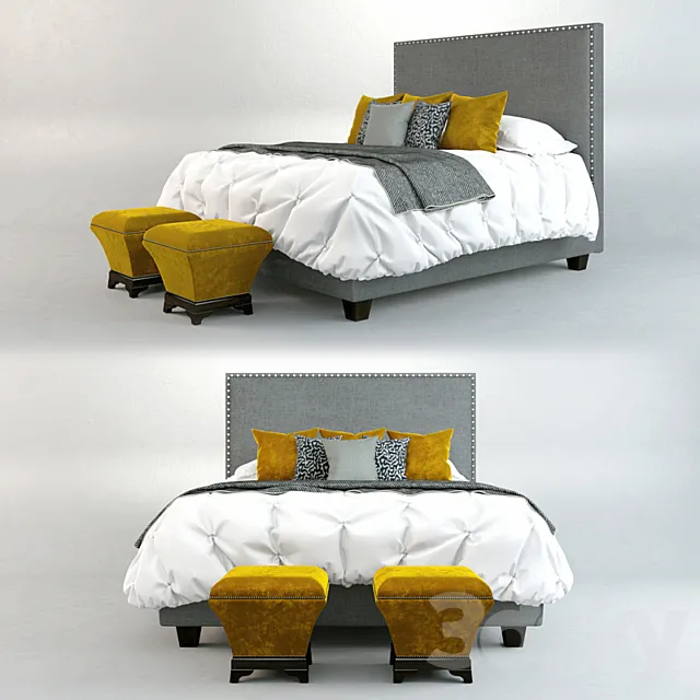 Bed Roy Bosh “Camelot” + pouf “M-Style” 3DModel