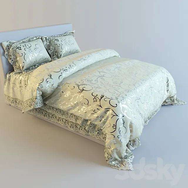bed set with lace 3D Model