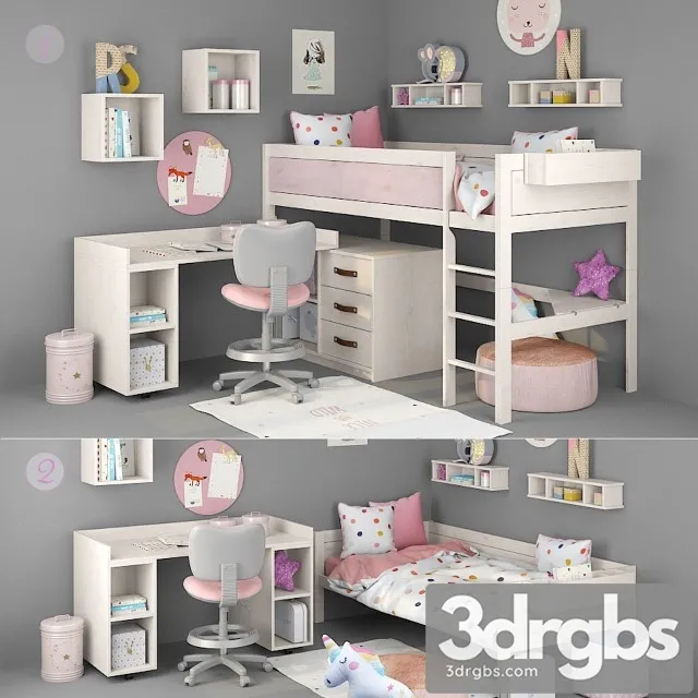 Bed Table Girls Lifetime 3D Model Free