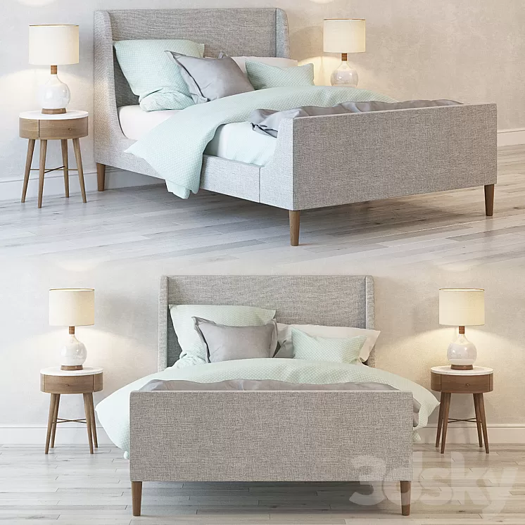 Bed Upholstered Sleigh Bed 3D Model