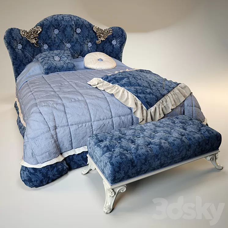 Bed VOLPI Mafalda With Ottoman 3D Model