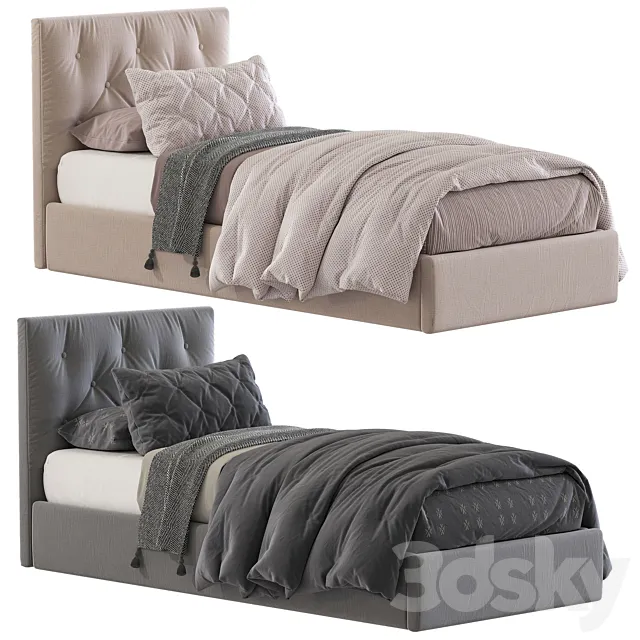 Bed with a soft headboard 8 3DModel