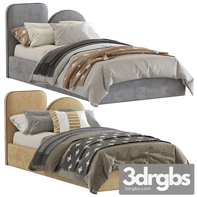Bed with a Soft Headboard 9 3D Model Free