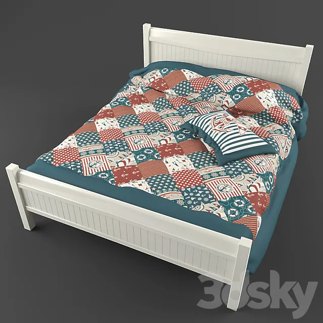 Bed with coverlet - peychvork 3DModel