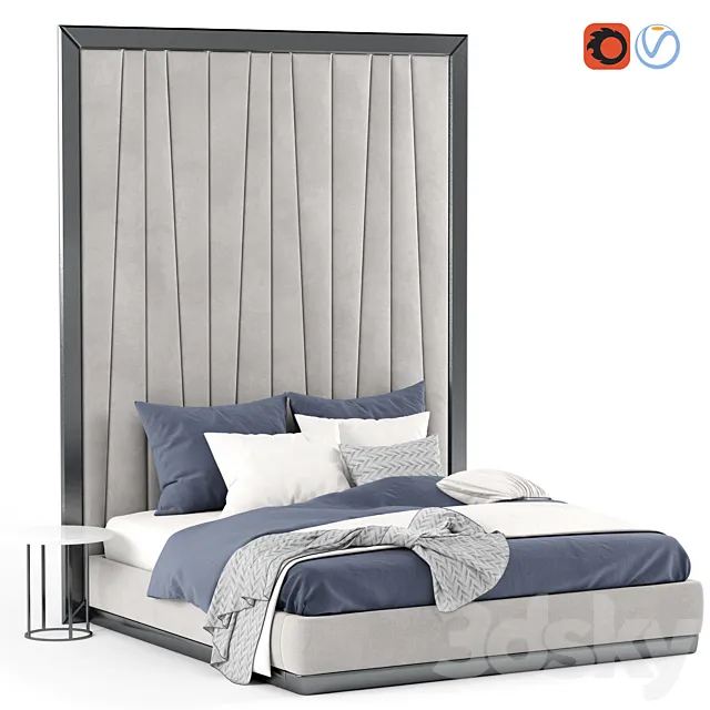 Bed with headboard 3D Model