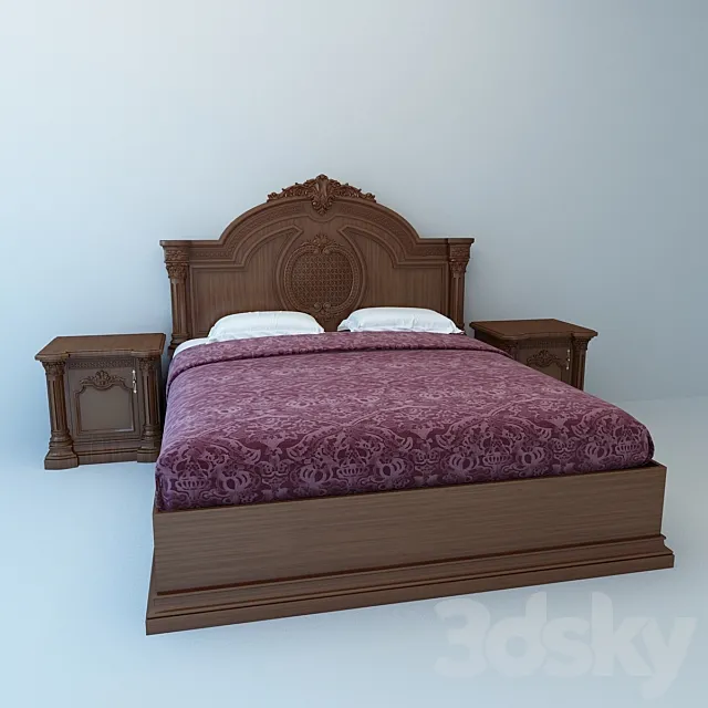 bed with pedestal 3D Model