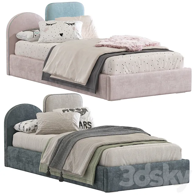 Bed with upholstered headboard 267 3DModel