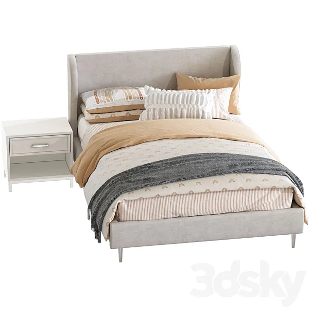 Bed Wren Wingback Upholstered Bed 3DModel