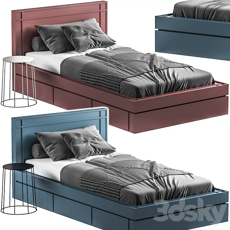 Bed031-Single Bed 3D Model