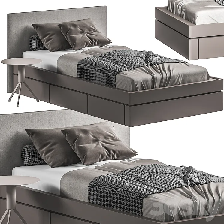 Bed032-Single Bed 3D Model Free