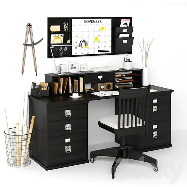 Bedford Rectangular Desk 3DModel