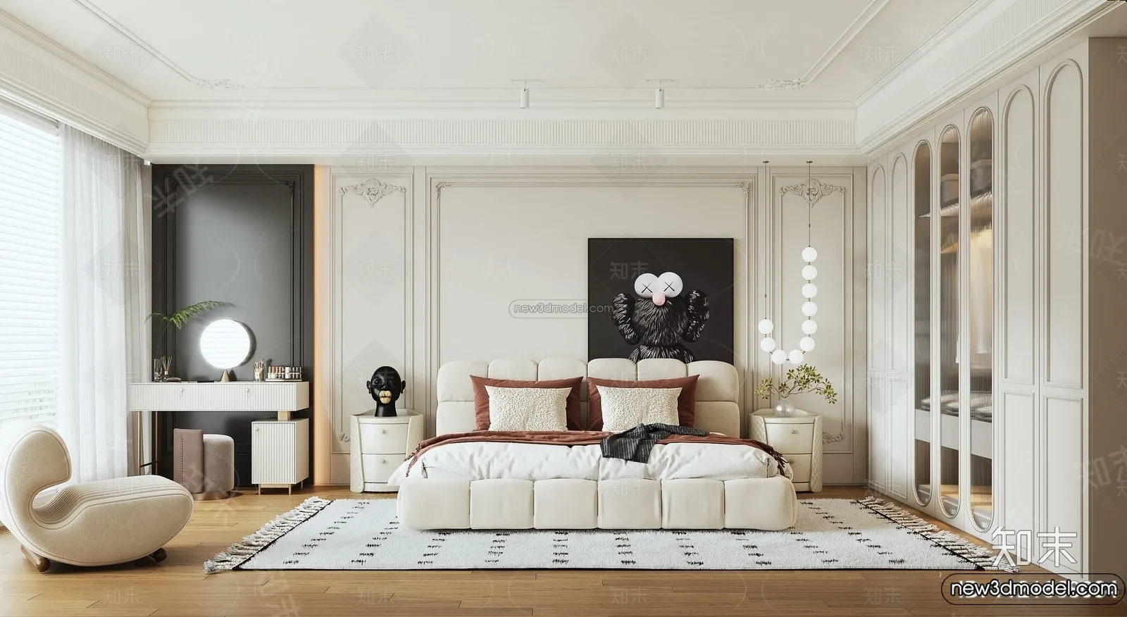 Bedroom - 3D Interior Scene - French Style - 001